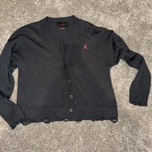 JORDAN Distressed Knit Streetwear Cardigan Sweater Size XS Women’s